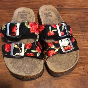 Muk Luks sandals with embroidery detail